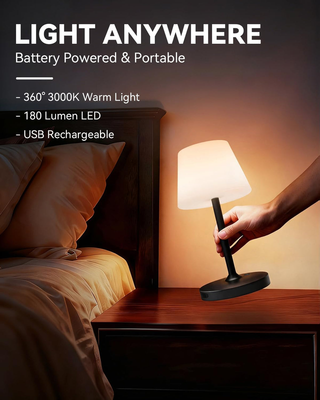 SAIWEYA Outdoor Waterproof Shower Lamp, 5200mAh Rechargeable Bathroom Lamp