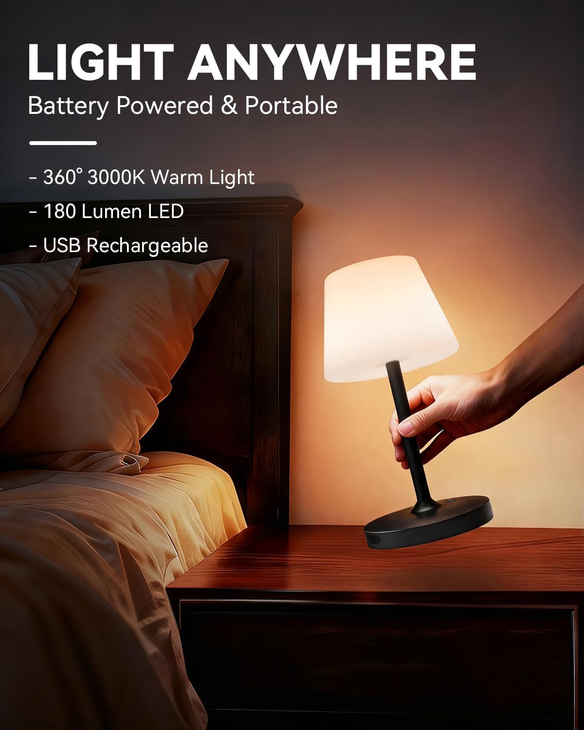 SAIWEYA Outdoor Waterproof Shower Lamp, 5200mAh Rechargeable Bathroom Lamp