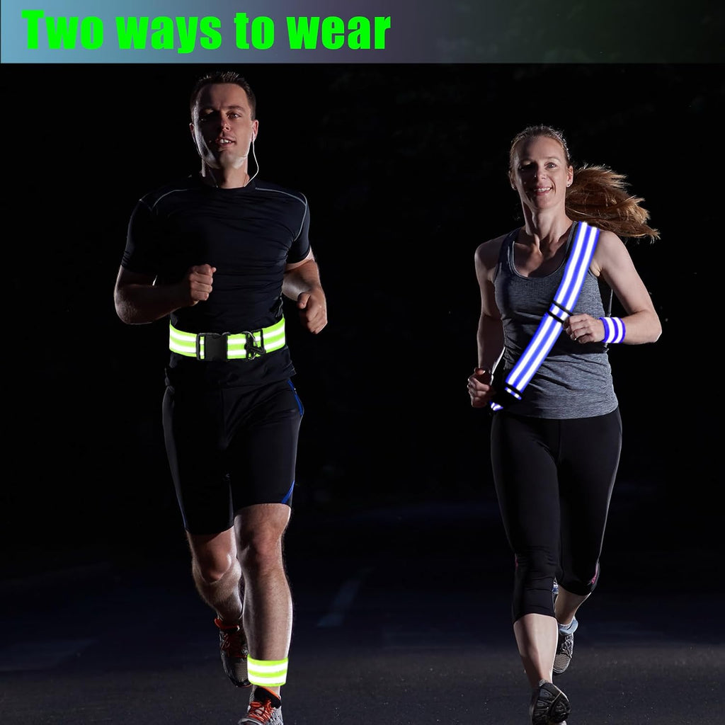 Saintrygo 6 Pcs Reflective Sash for Walking at Night Reflective Strap Arm Band High Visibility Belt Safety Ankle Strap for Visibility Vest Clothing Running Gear