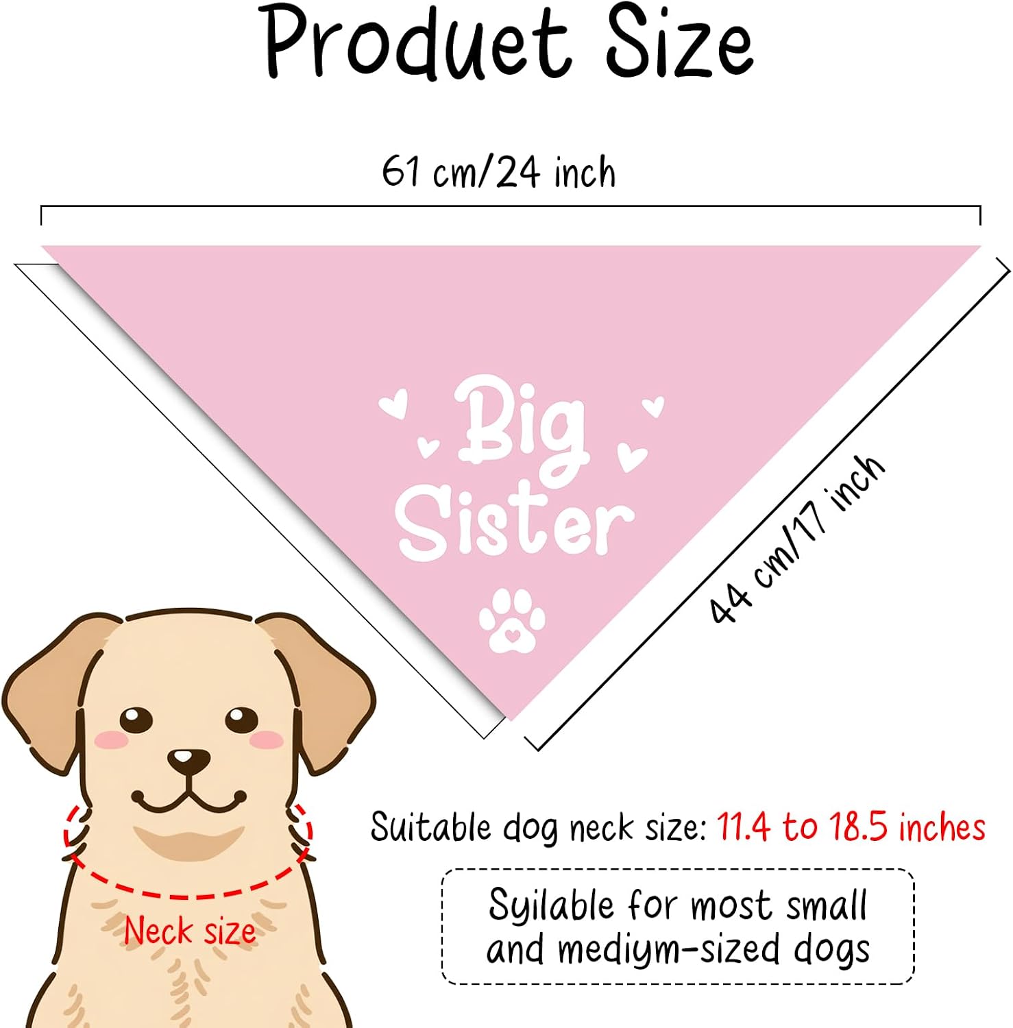 2 Packs Big Sister and Then There were Four Dog Bandana New Baby Gift Adjustable Pet Scarf for Large Medium Small Dogs Pregnancy Announcement Pink Big Sister Gender Reveal Outfit