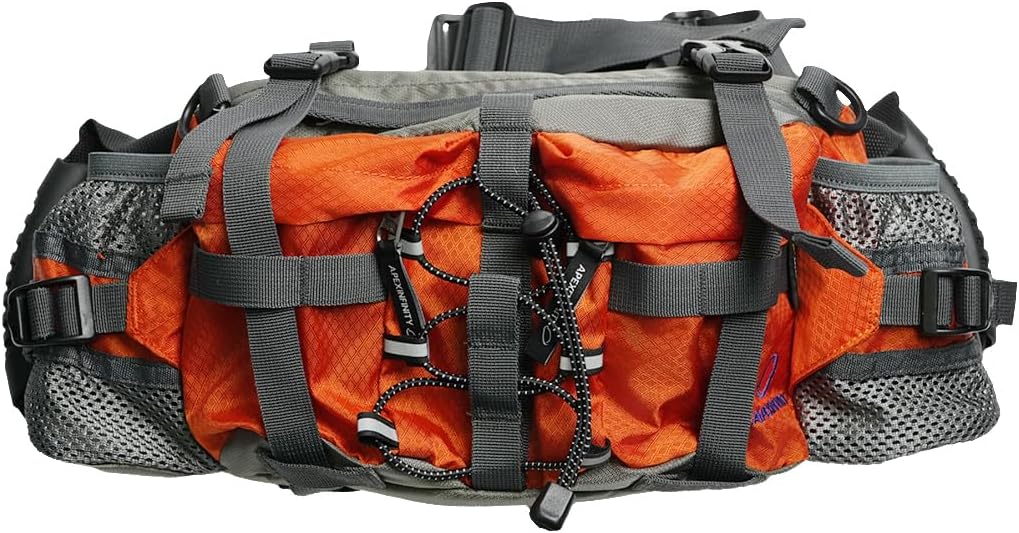 Motorcycle Waist Bag Tactical Waist Pack with Safety Handle, Military Hip Belt Bag, Outdoor Hiking Hip Bum Bag with Multi-Pockets Large Capacity for Traveling Casual Cycling Running Hiking, Black