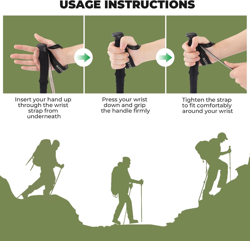 Ultralight Trekking Pole, Collapsible Hiking Pole with EVA Grip & Carbon Tip, 6061 Aluminum, Adjustable 62-135cm for Hiking Camping, 1 Stick