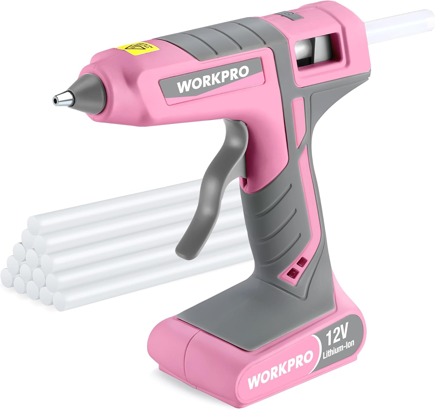 WORKPRO 12V Cordless Full-Size Hot Melt Glue Gun, Fast Preheating