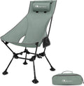 MOON LENCE High Back Folding Camping Chairs, Height-Adjustable, Widened Seat, for Beach with Anti-Sinking Feet (Grey)