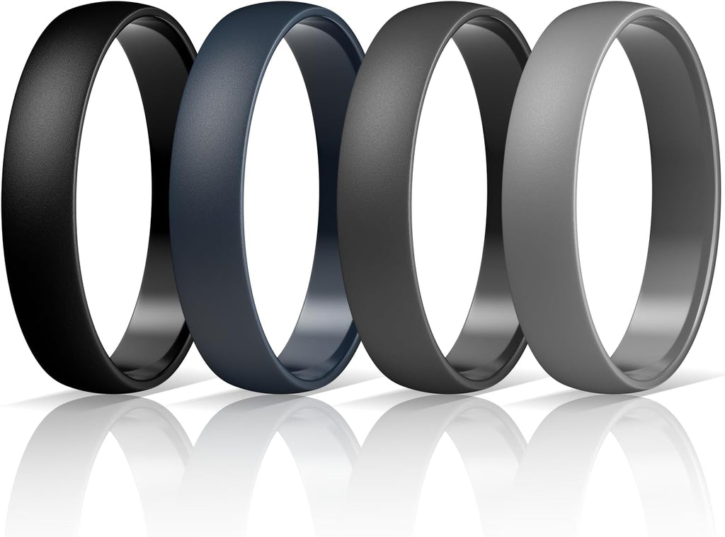 Egnaro Unisex Silicone Wedding Ring for Men & Women 4/5mm Wide 1.65mm Thick