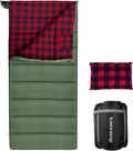 Keencamp 0 Degree Sleeping Bag Cotton Flannel Winter Cold Weather for Adults XXL Sleeping Bag 4 Season Big and Tall with Pillow Compression Sack