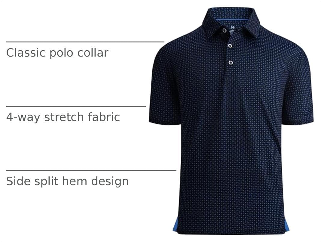 Esabel.C Golf Shirts for Men Moisture Wicking Dry Fit Short Sleeve Polo