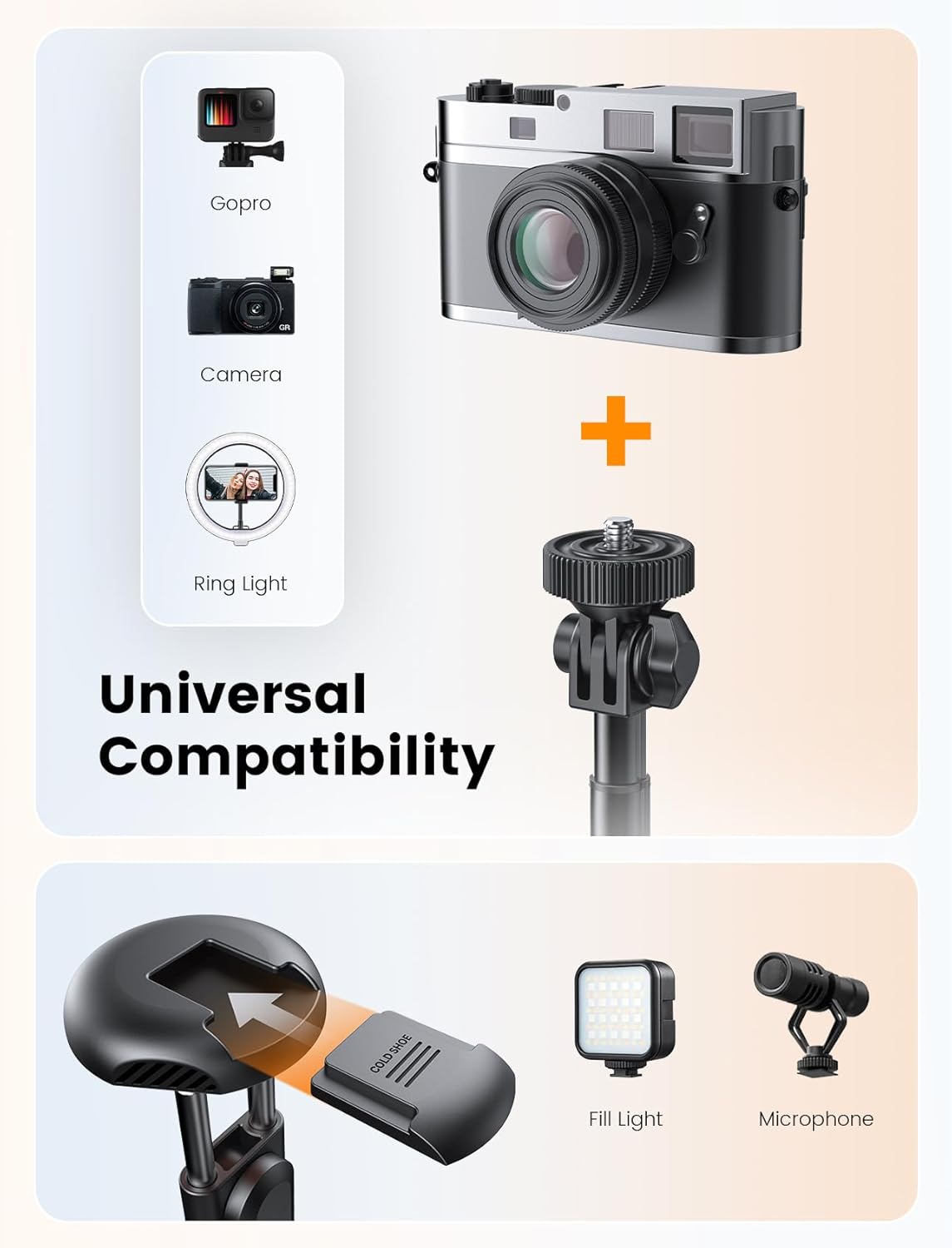 ANXRE 71" Phone Tripod with 1/4" Camera Mount, NT79 Extendable Selfie Stick