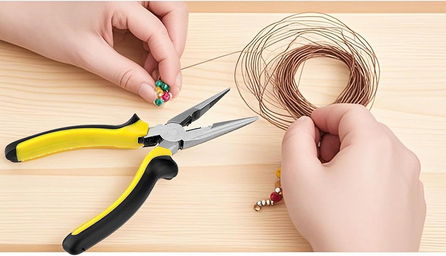 12 PCS 6 Inch Needle Nose Pliers Set, Long Nose Pliers with Wire Cutter, Mini Jewelry Needle Nose Pliers for Cutting Bending Wire Handmade Craft