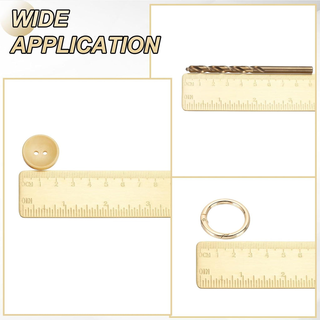 uxcell Metal Straight Ruler 300mm Brass Straight Edge Rule Precision Double Scales Metric Measurement Tool Drawing Measuring Ruler Gold