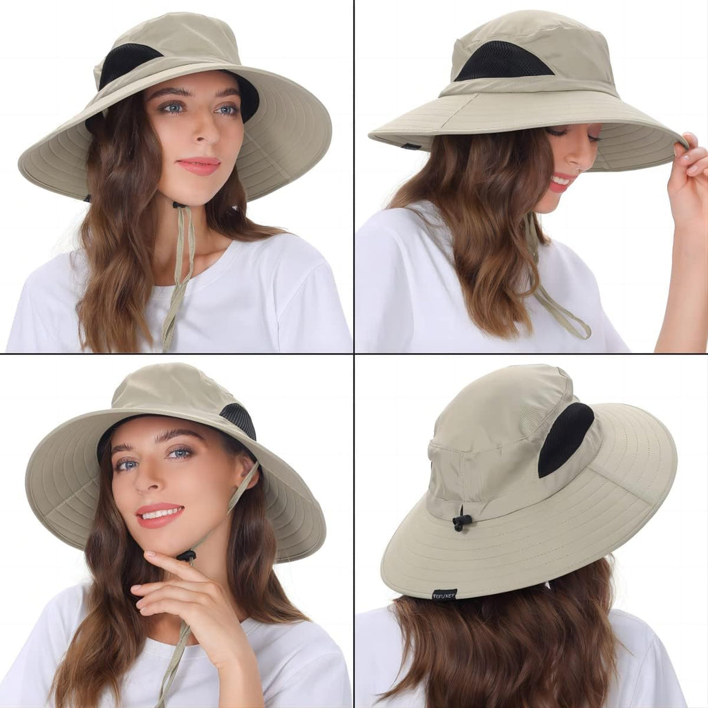 Wide Brim Sun Bucket Hat, Waterproof Boonie Hat for Men & Women