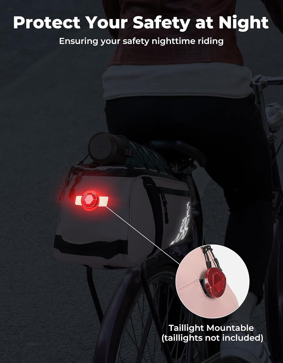 KEMIMOTO Rear Bike Rack Bag - 8L PVC Water Resistant Ebike Bags for Bicycle