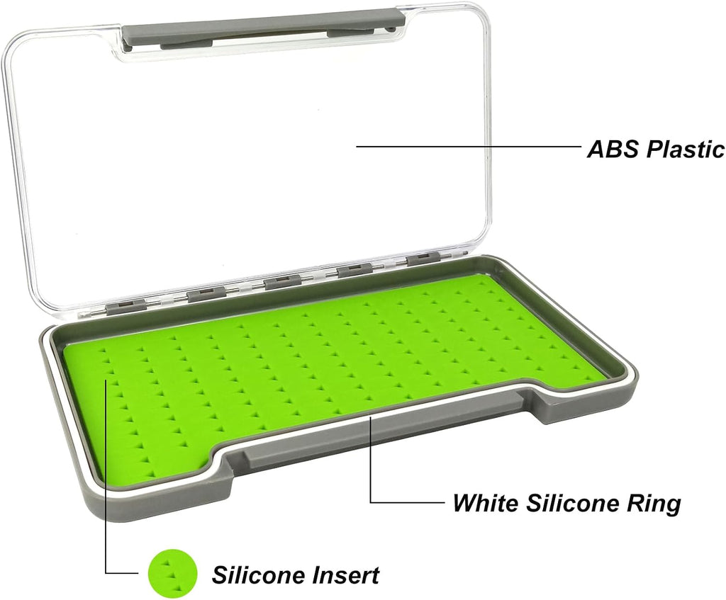 3 PC Fly Fishing Box Silicone Super Slim Waterproof Fly Fishing Tackle Trays Box Best Pocket Storage 7.36"X4.02"X0.63"(waterproof)