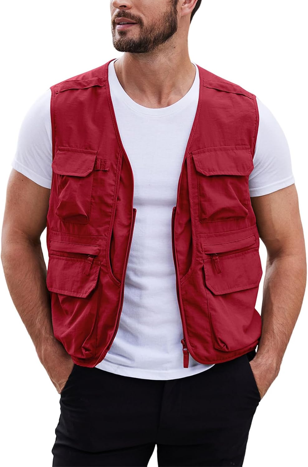 Gihuo Mens Fishing vest for Safari Utility Cargo with Pockets