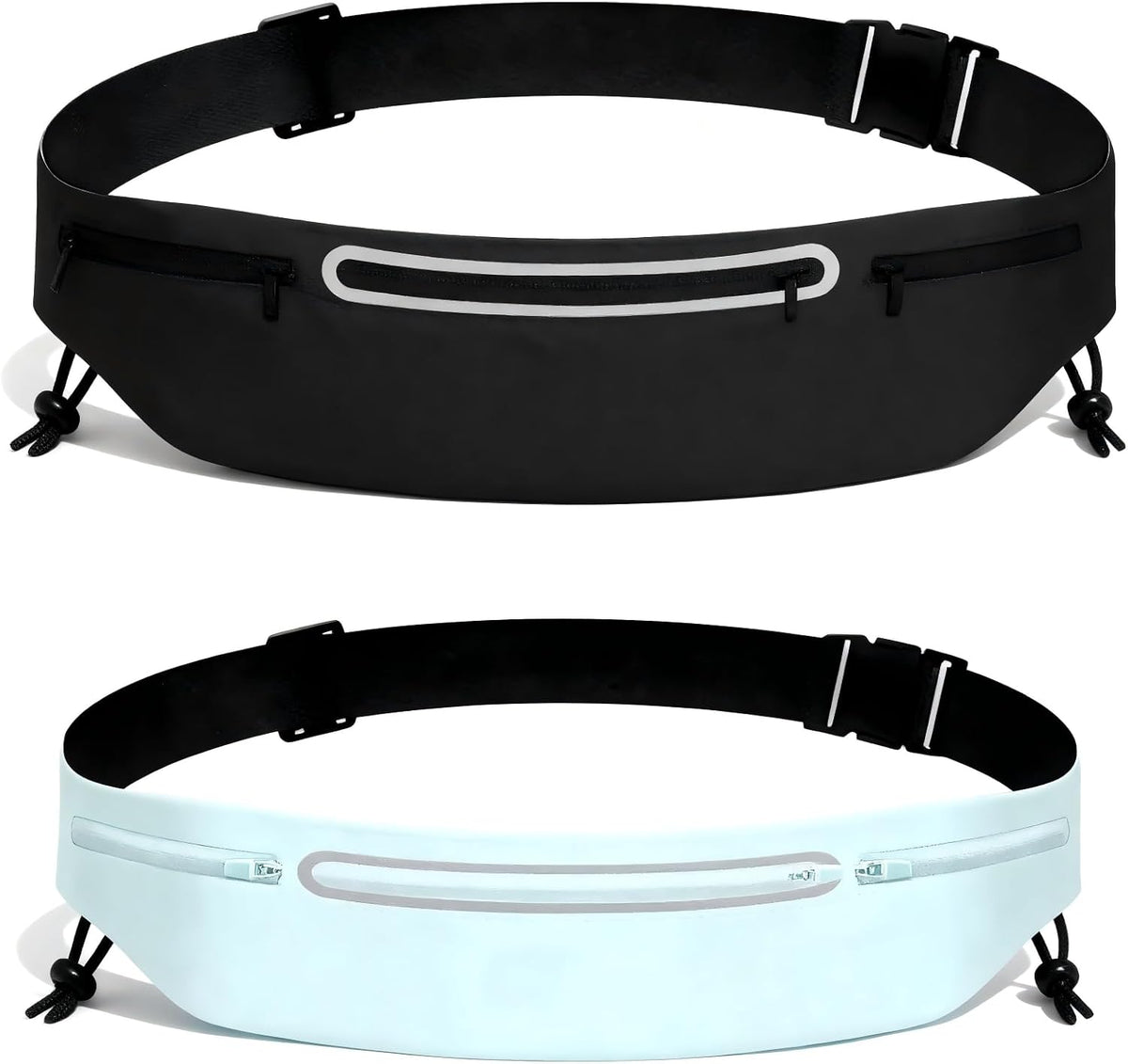 2 in 1 running set | running belt + moisture sweat headband, ultra-thin invisible shock proof waist bag, three pockets belly bag, suitable for fitness, jogging, hiking