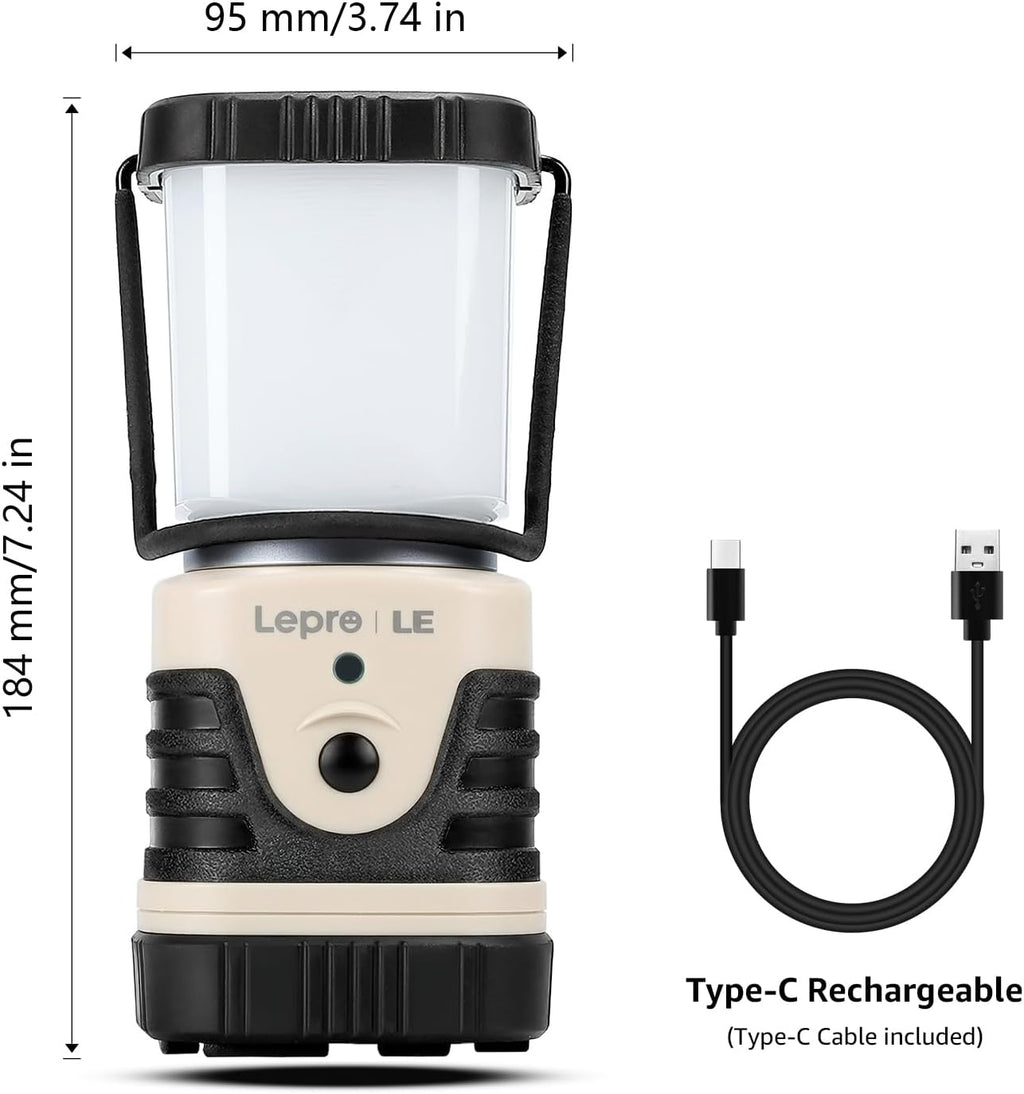 Lepro 1000LM LED Camping Lantern Rechargeable with 4 Light Modes, White