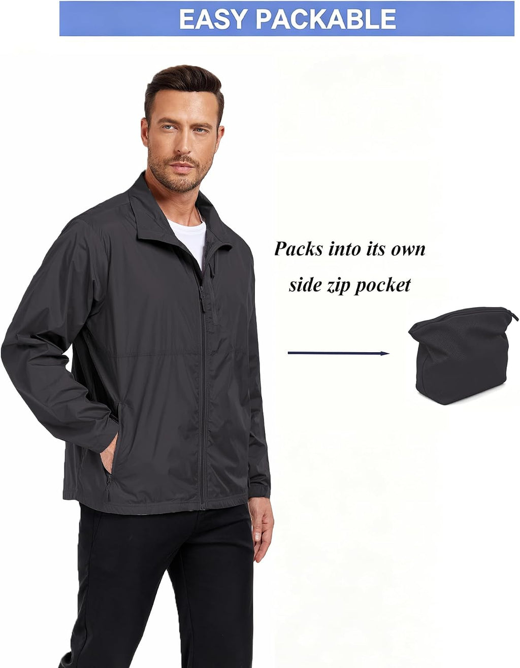 Men's Windbreaker Jackets Lightweight Single-layer for Spring/Autumn
