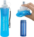 1L Collapsible Water Bottle with Filter for Hiking Backpacking(Blue)