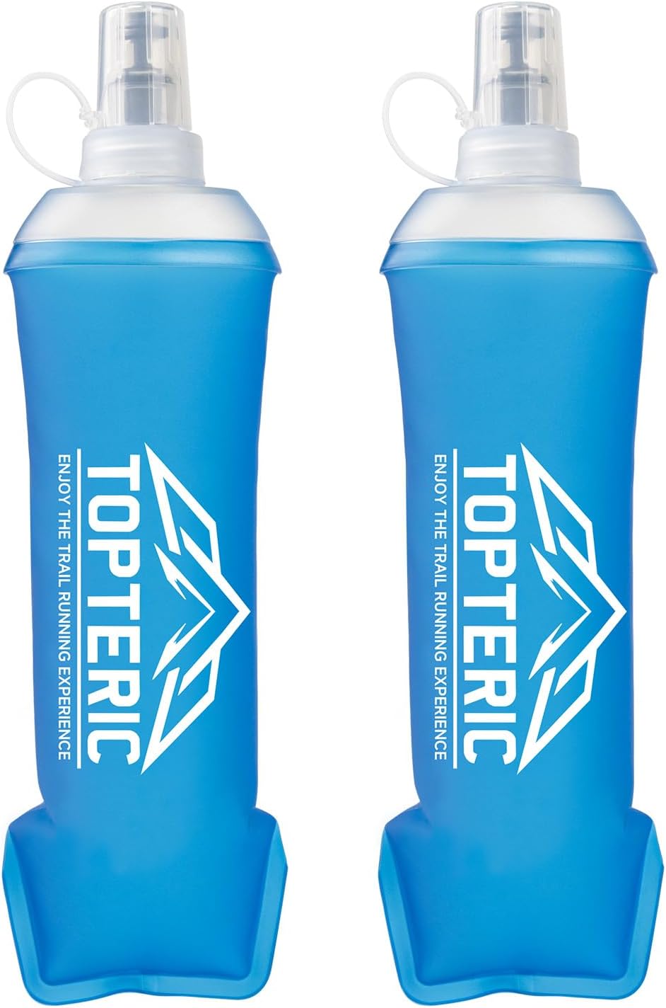 Collapsible Soft Flask Water Bottle, TPU Soft Folding Flexible Water Bottles for Hydration Pack/Running Vest, BPA/PVC Free, Ideal for Running Hiking Cycling Climbing (350ml-2 Pack)