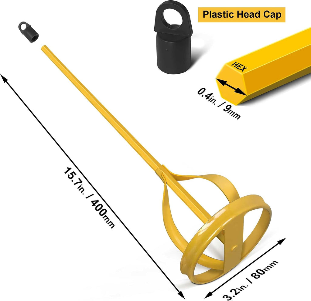 Hanpex 2Pc. Paint and Mud Mixer, Paint Stirrer for Drill in 1 to 5 Gallon Bucket, Suitable for all Standard Drill Bits, Hex Head Anti-slip, Easy Clean, Painting and Plastering Mixer Stirrer Tool