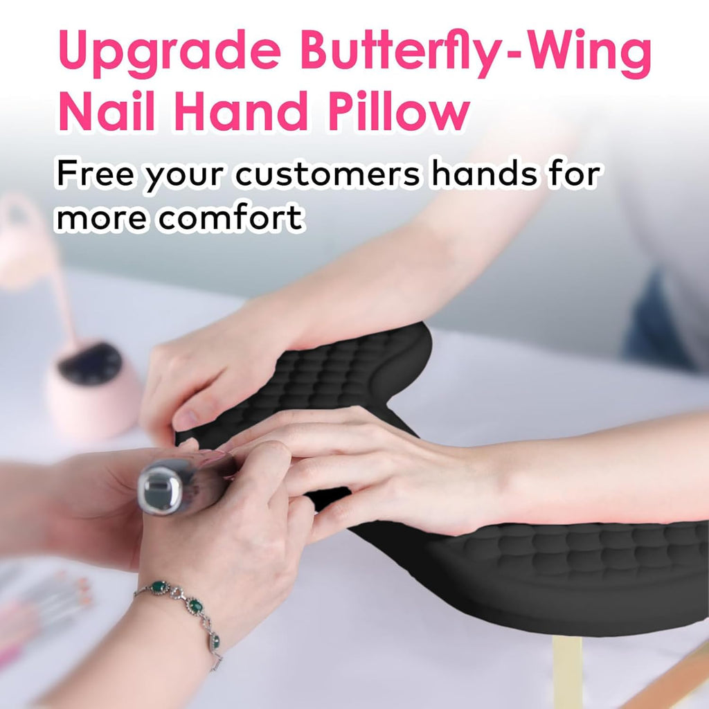 Arm Rest for Nails,U-shaped Manicure Nail Hand Rest Pillow Cushion,Foldable PU Leather Nail Tech Arm Rest for Nails Tech,Foot Hand Rest (Black)