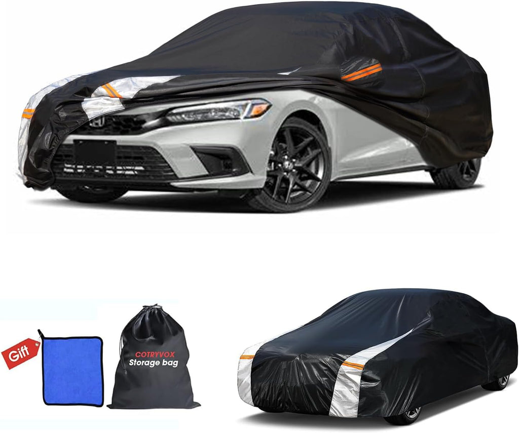 Honda Civic Sedan (NO FIT hatchback)Car Cover 100% Waterproof All Weather, Multi-Layers Sedan Car Cover Custom Fit 1993-2026 Honda Civic Sedan, Full Exterior Covers Rain Sun UV Protection with Zipper.