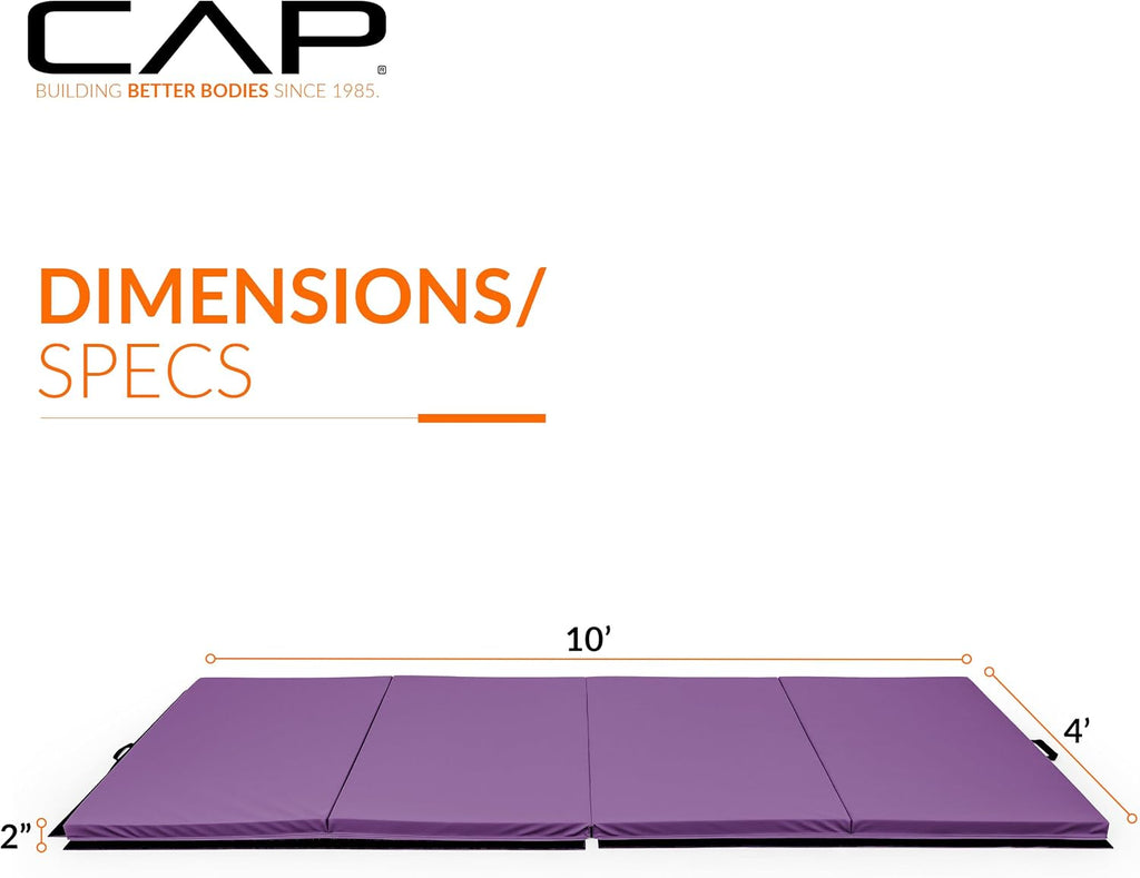 CAP Barbell All Purpose Folding Anti Tear Exercise Training Aerobic Fitness Gym & Gymnastics Balance Mat | 10' x 4' Multiple Colors and Thickness Options
