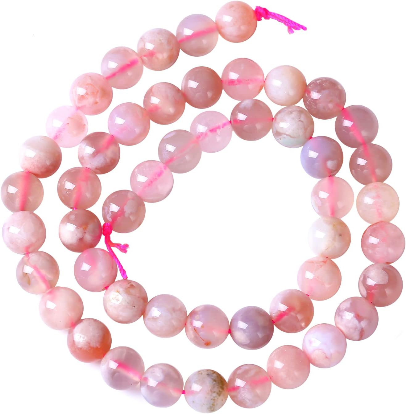 8MM 45PCS Natural Sakura Agate Gemstone Crystal Beads for Jewelry Making DIY Bracelet