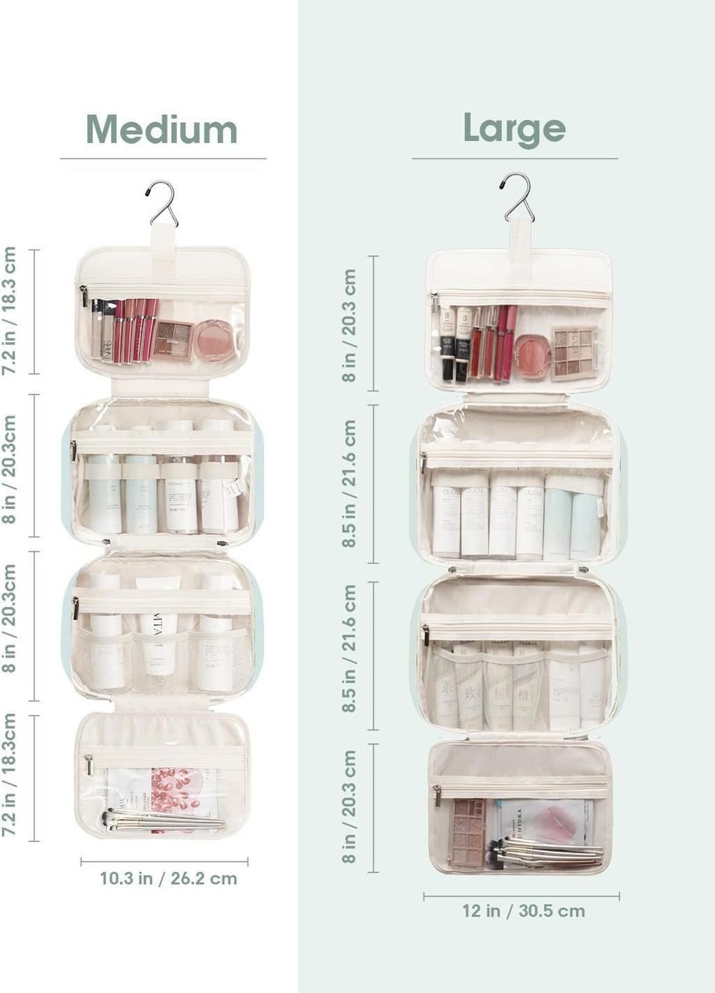 Narwey Hanging Toiletry Bag for Women, Travel Makeup Cosmetic Organizer Bag