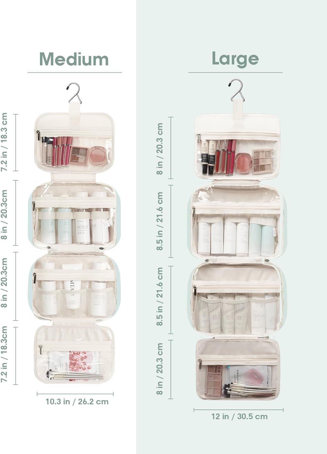 Narwey Hanging Toiletry Bag for Women, Travel Makeup Cosmetic Organizer Bag
