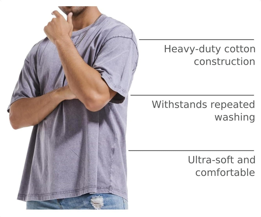 3 Pcs Men's Oversized Heavy Cotton Summer T-Shirts Vintage Tee Loose Fit Short Sleeve Casual Tshirts for Men Women