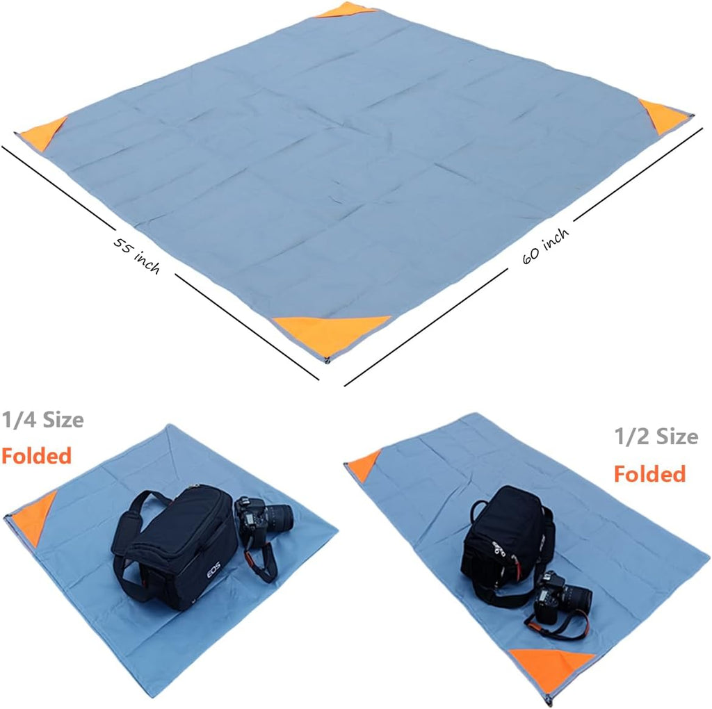 Pocket Picnic Blanket, Compact Lightweight Tarp for Camping | Foldable, Easy to Carry, Water Resistant Sandproof Washable Quick Dry Mat for Beach, Festival, Travel, Outdoor Recreation