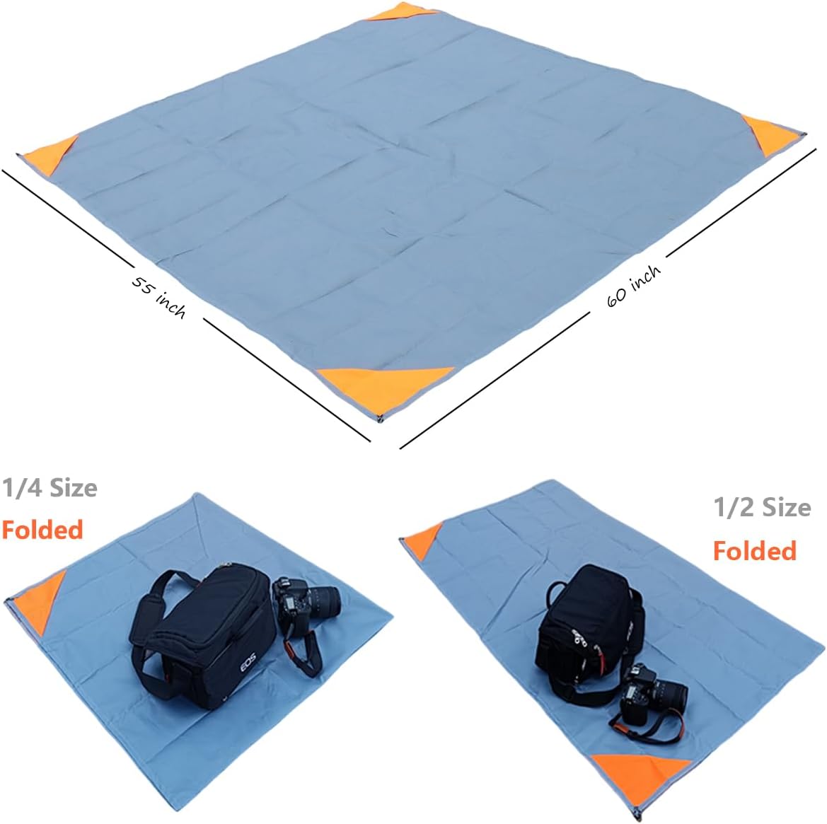 Pocket Picnic Blanket, Compact Lightweight Tarp for Camping | Foldable, Easy to Carry, Water Resistant Sandproof Washable Quick Dry Mat for Beach, Festival, Travel, Outdoor Recreation