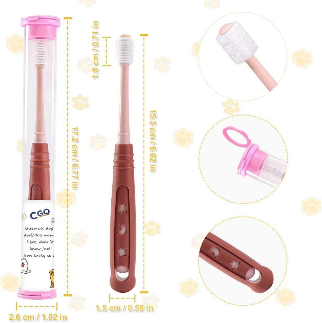 CGO 360° Silicone Pet Toothbrush for Small Dogs & Cats, 4-Pack