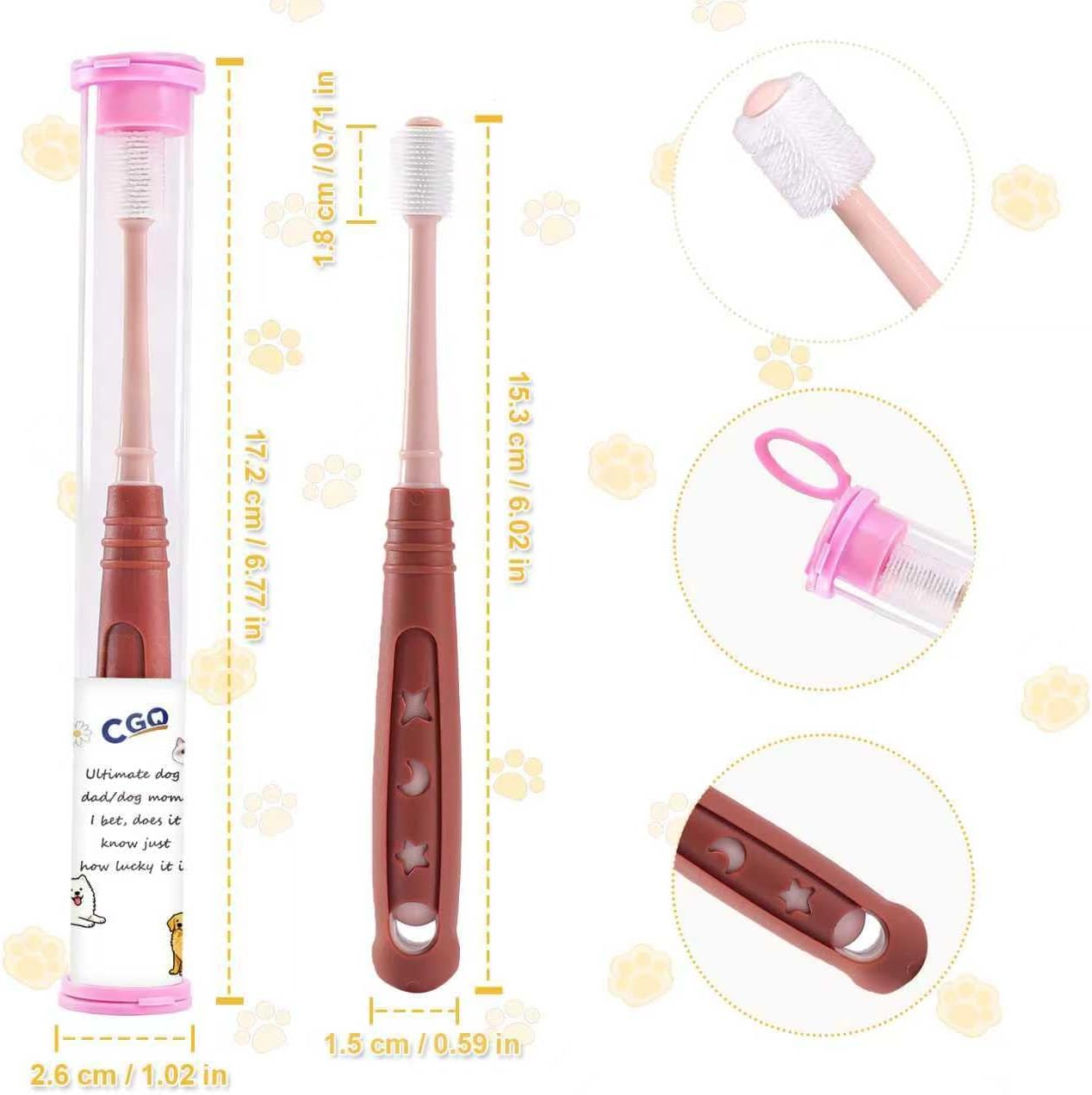 CGO 360° Silicone Pet Toothbrush for Small Dogs & Cats, 4-Pack