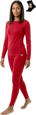 100% Merino Wool Base Layer Set Women - Thermal Underwear Long Johns PJs