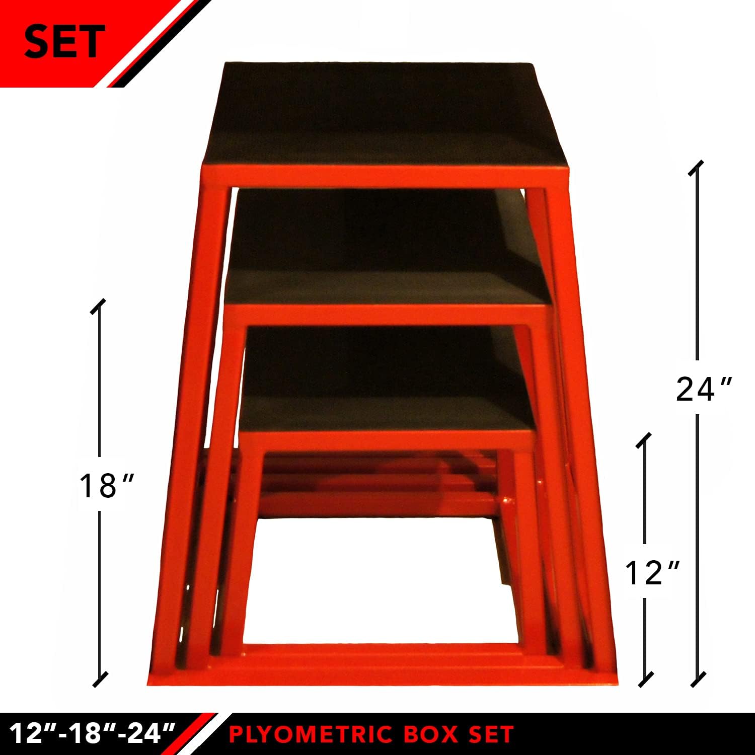 JFIT Plyometric Boxes - Made in Taiwan NO Assembly Required Single - Height Box Set and Adjustable Box Options Plyometric Platform and Jumping Agility Box for Training Conditioning Strength Training