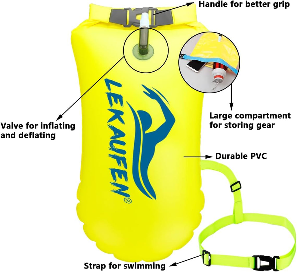 Swim Buoy for Open Water, 20L Inflatable Swim Safety Float