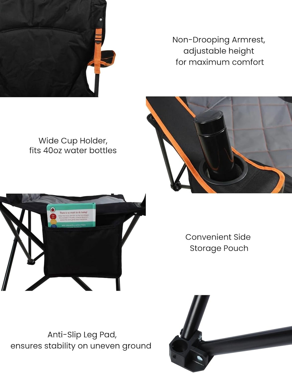 FAIR WIND Padded Oversized Camping Chair with Lumbar Support for Adults