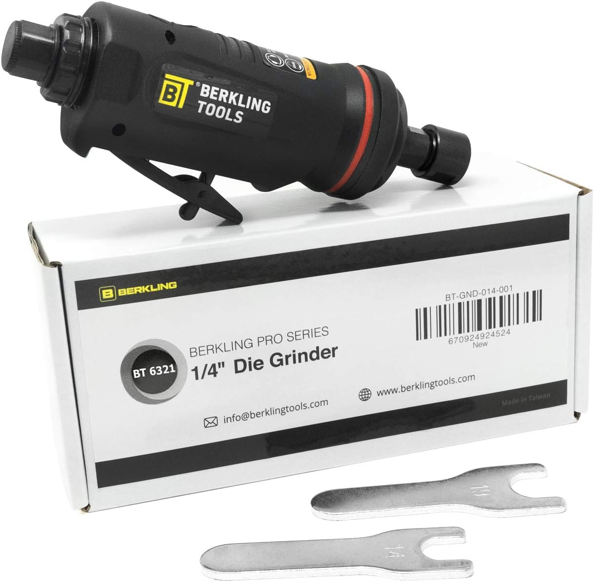 Berkling BT 6321 1/4in Straight Air Die Grinder, Variable Speed