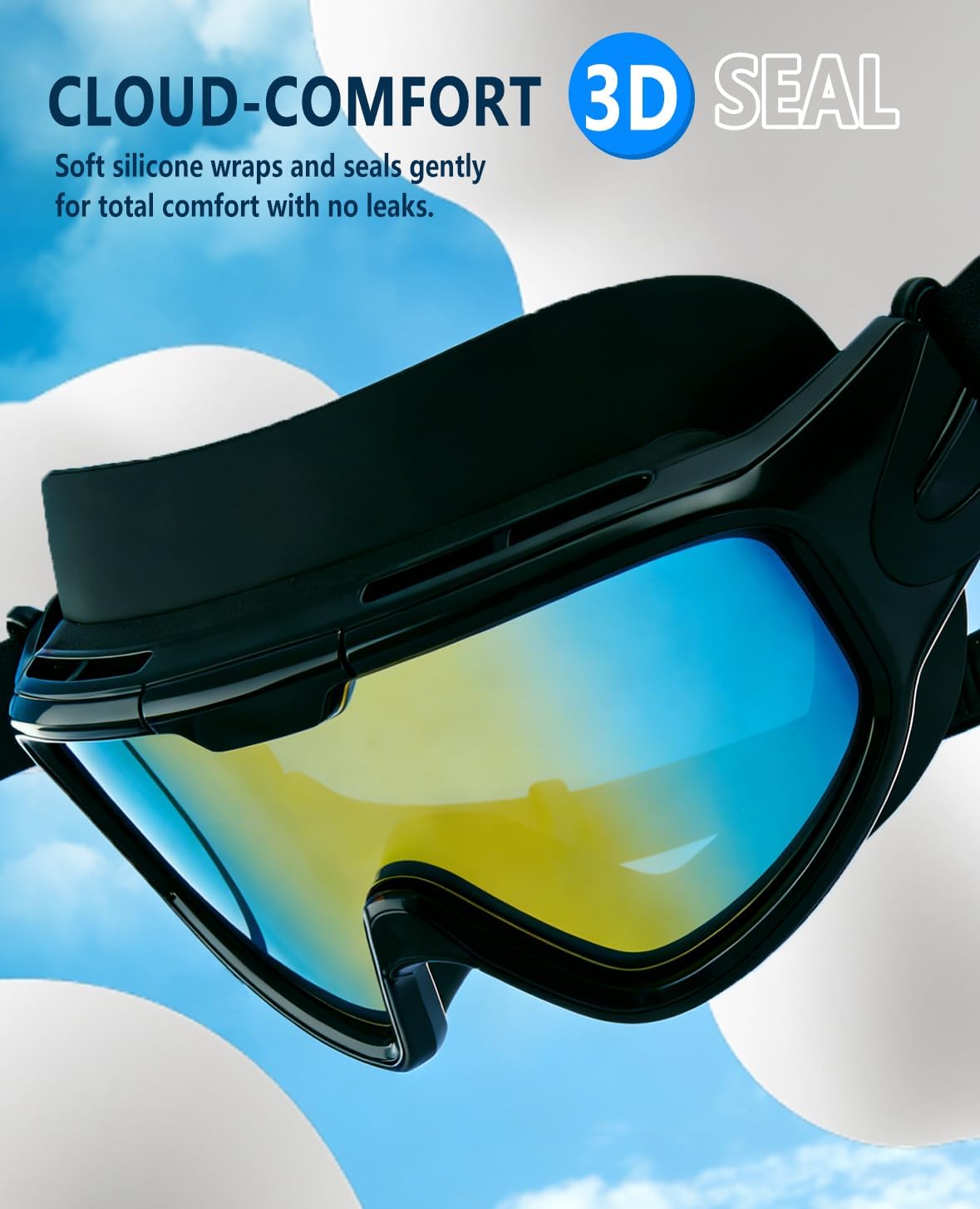 Adult Swim Goggles, 2 Pack Anti-Fog Waterproof HD UV Protection Large Rim Swimming Goggles