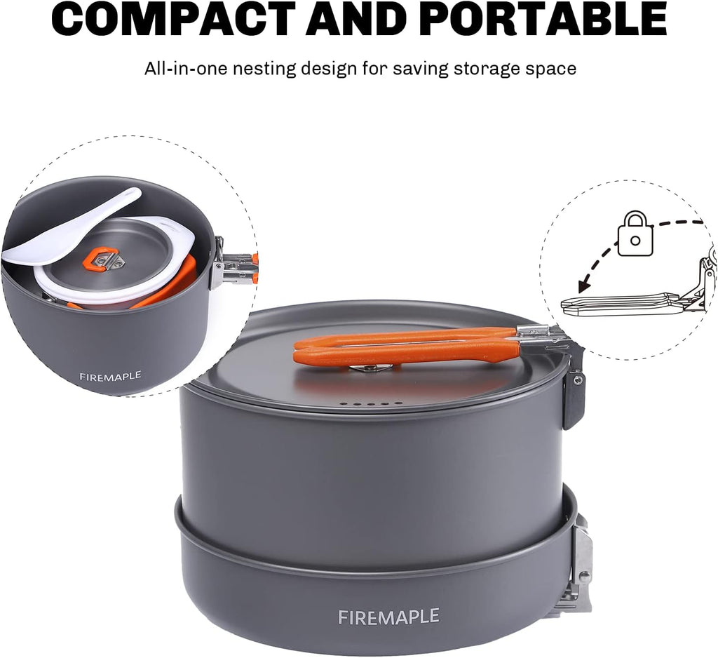 Fire-Maple Feast Outdoor Camping Cookware, Pot and Pan Set Stackable Kit