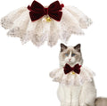 HEEPDD Cat Lace Bib Collar with Bow, Decorative Pet Bandana Scarf Costume, Small Size, Dress Up Accessories