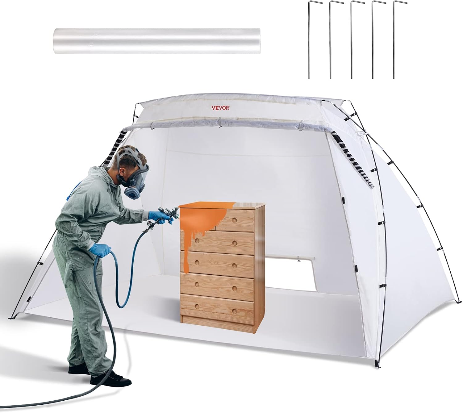 VEVOR Portable Paint Booth 10 x 7 x 6 ft Extra Large Spray Paint Tent Kit