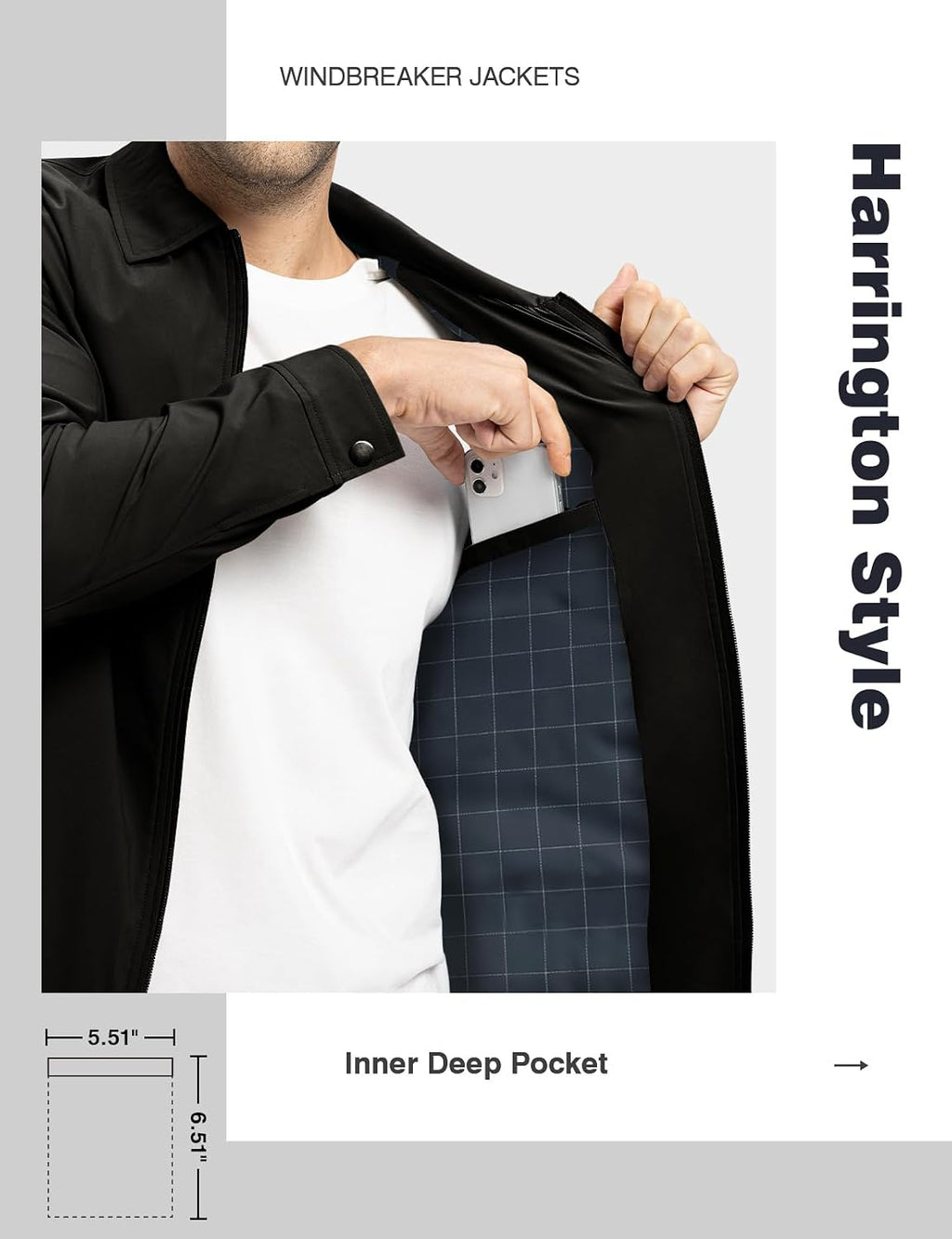 TBMPOY Mens Lightweight Jackets Light Windbreaker Full Zip Casual Work Jacket Golf Business Fall Track Coat with Pockets