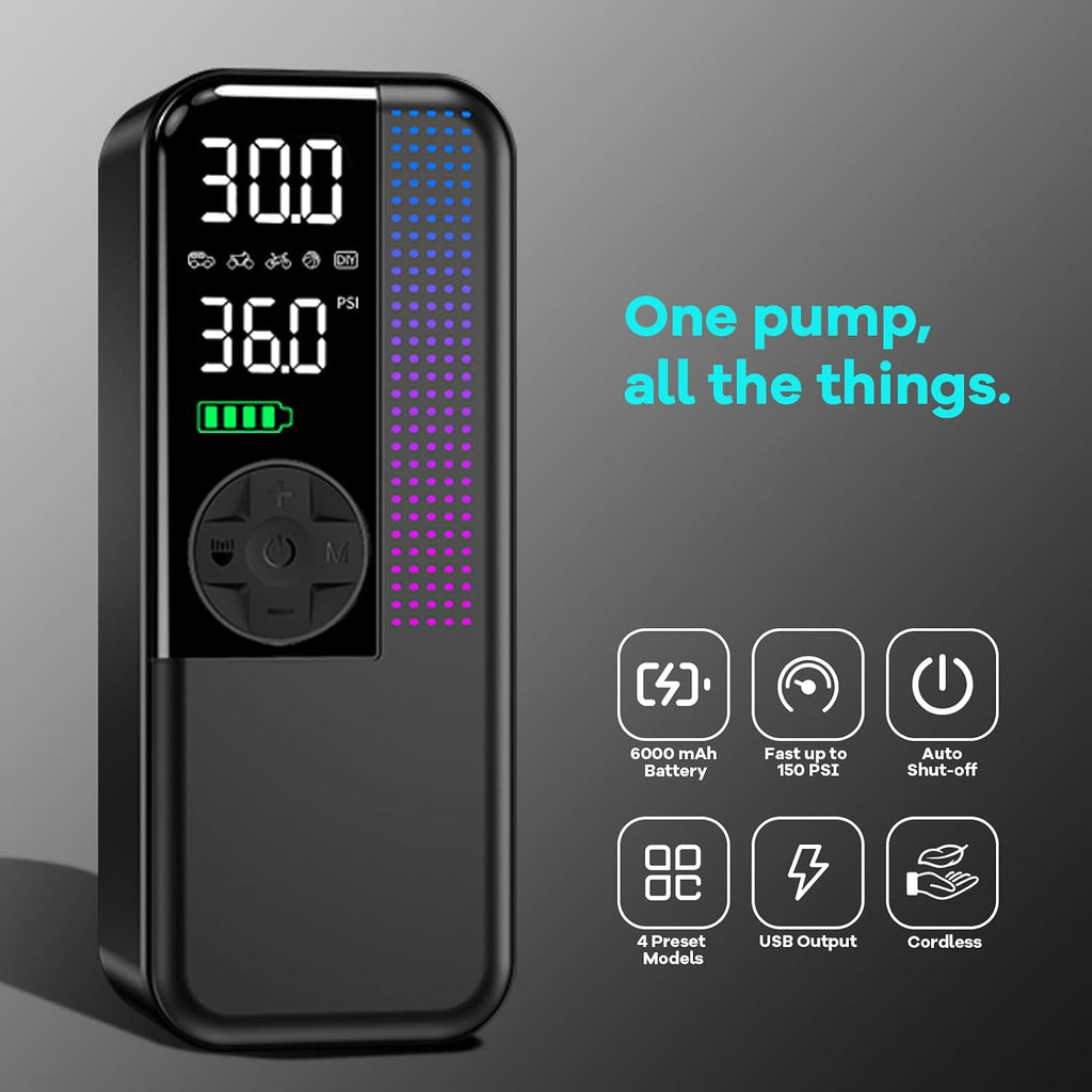 WEOLULI Tire Inflator Portable Air Compressor, 150 PSI Cordless Air Pump