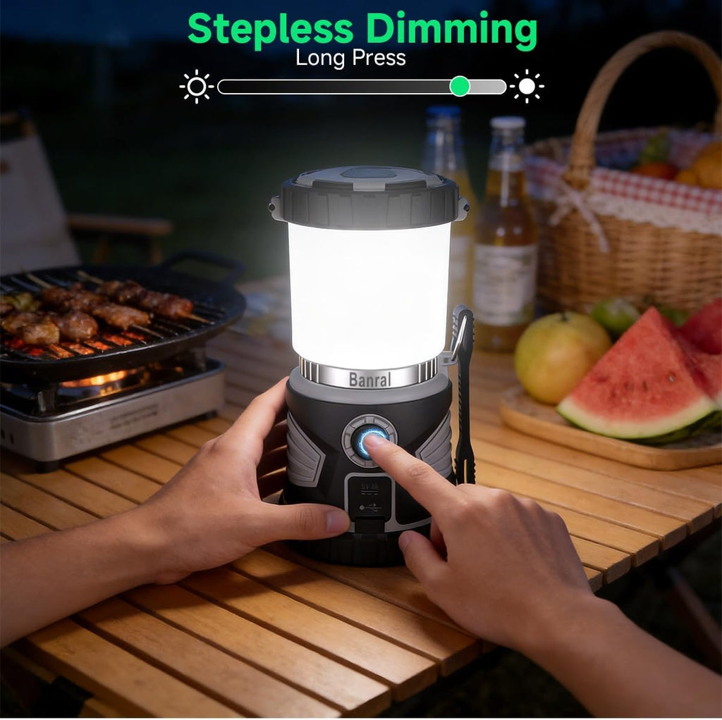 Camping Lantern Rechargeable, LED Flashlight Spotlight Lantern with 8 Light Modes, 6000 mAh, Up to 40H, Dimmable, 2000LM, IPX6, Storage Base, Camping Light for Power Outages Camping Hiking Emergency