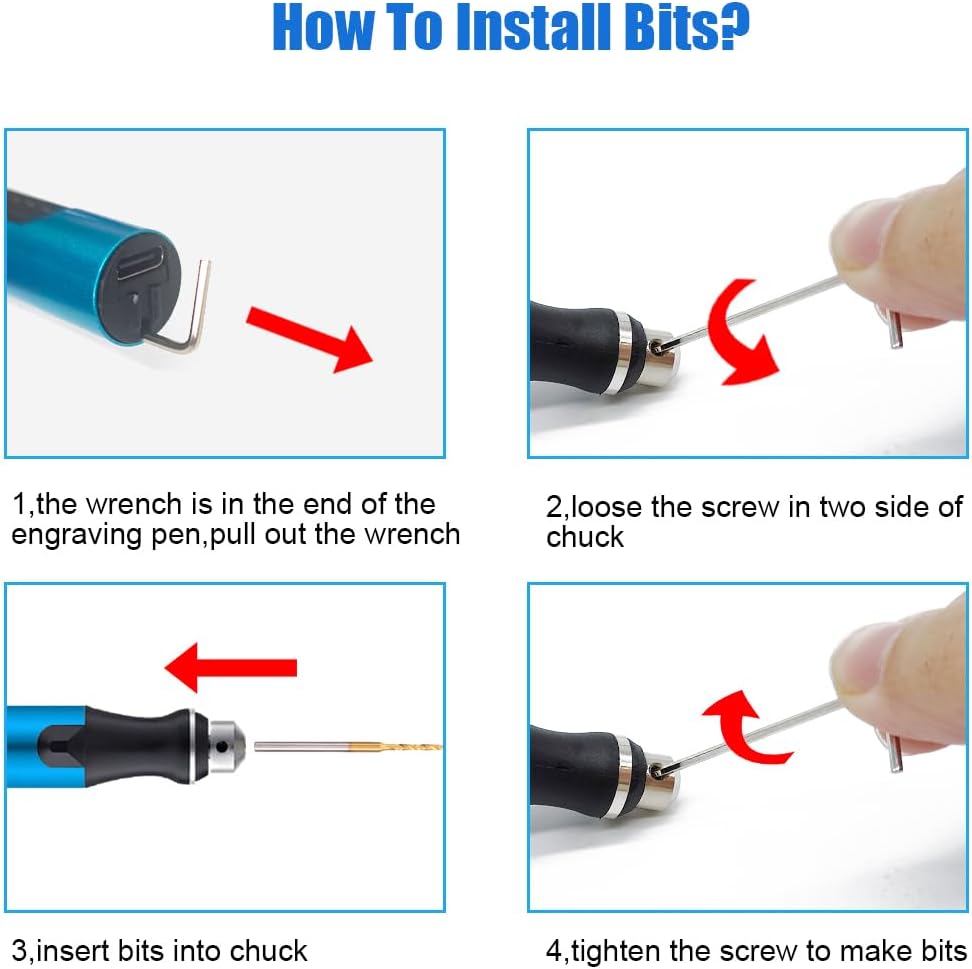 3-Speed Cordless Mini Drill Pen With 10 Small Drill Bits,Rechargeable Electric Hand Drill Pin Vise,Resin Drill Set For Jewelry Making, Resin, Plastic, Wood, Keychains DIY (BLUE)