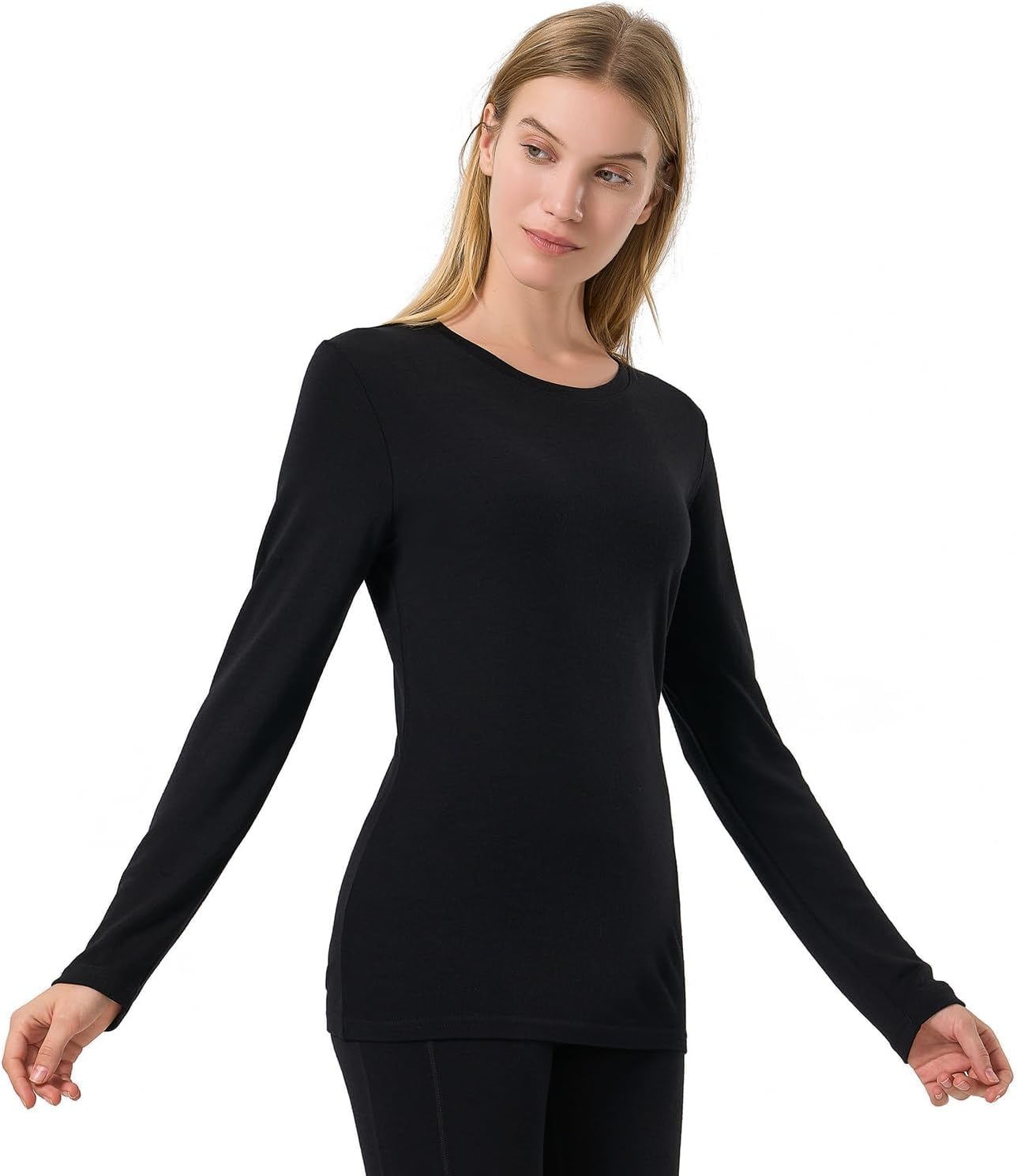 100% Merino Wool Base Layer Women Soft Thermal Long Sleeve Everyday Shirt
