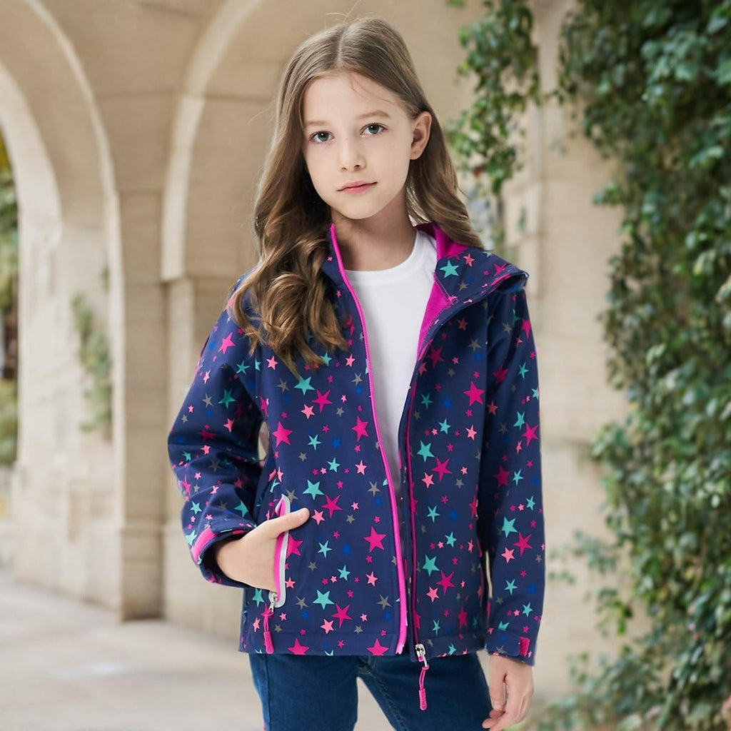MGEOY Kids Rain Jacket, Waterproof Lightweight Hooded Windbreaker for Boys Girls 4-16Y